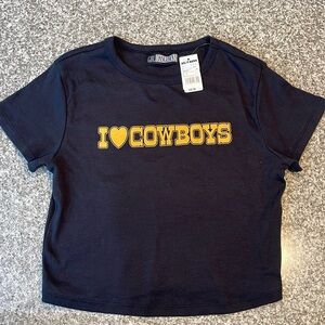 NWT Boot Barn “I ❤️ Cowboys” xs cropped tee